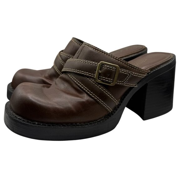 Vintage Lower East Side Women Clog Mule Y2K Heels shoes Size 7 Chunky Platform - Picture 1 of 12